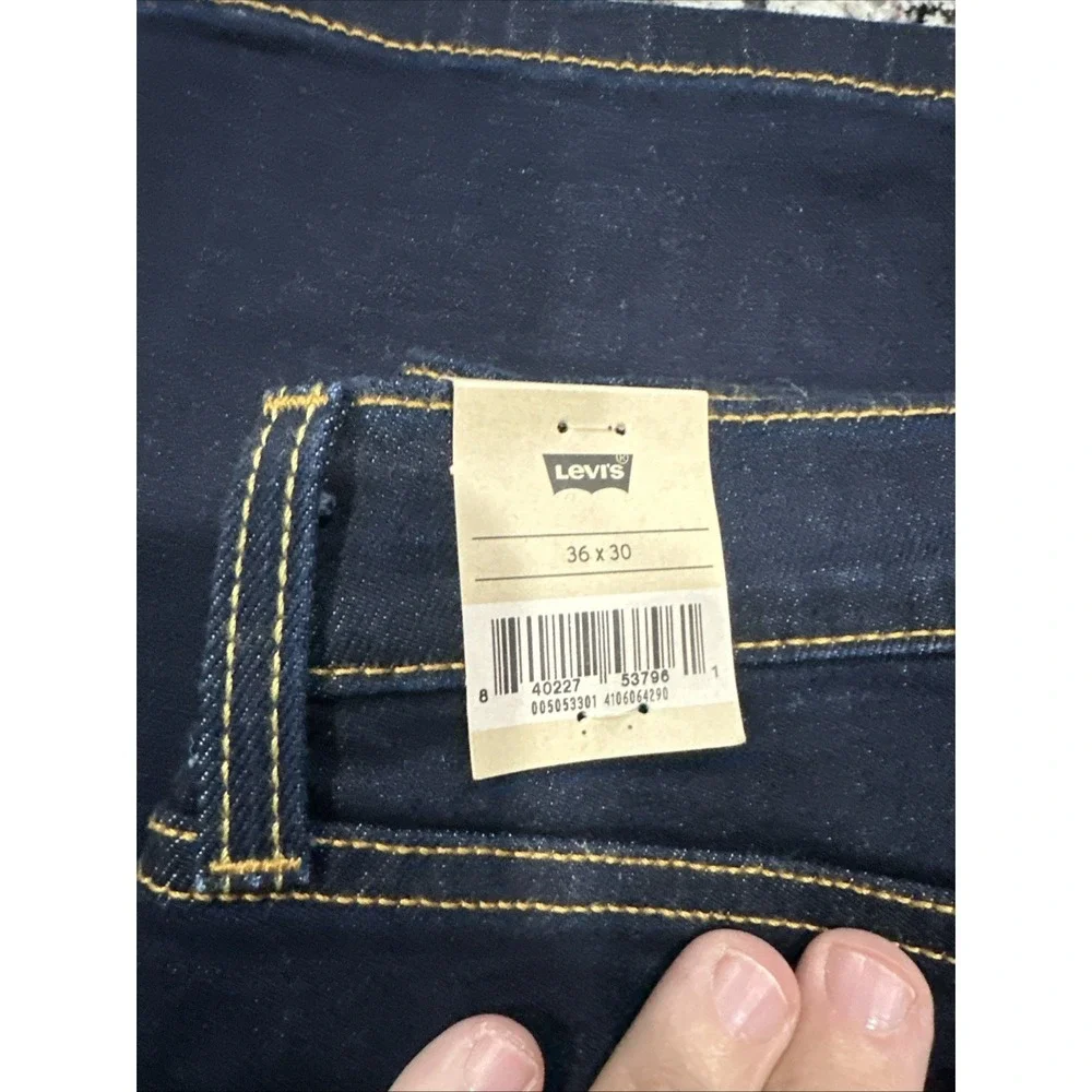 NWT Levi's 505 Regular Straight Leg Denim Jeans 36X30 Mens Dark‎ Blue Stretch